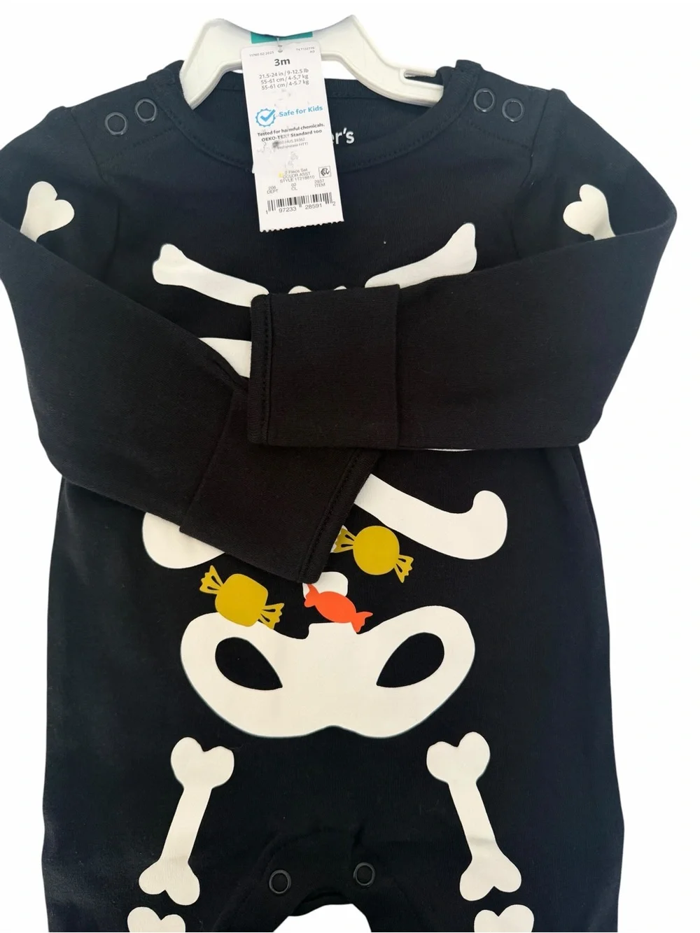 Carter's Black Skeleton Footie with Candy Accents and Hat